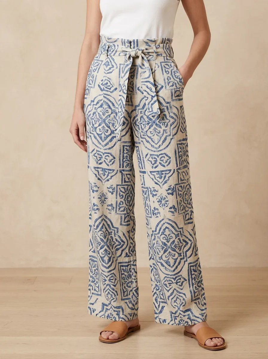 Women's Tile Artful Style Printed Wide Leg Pants