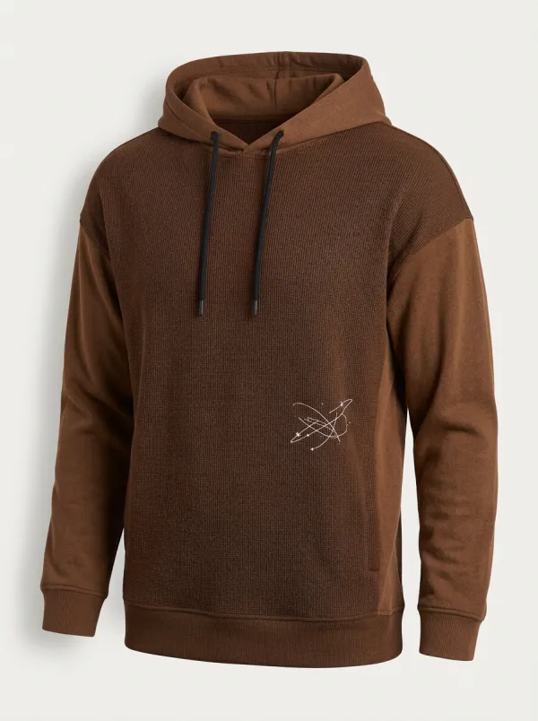 Men's Orbit Graphic Waffle Waffle-Knit Colorblock Pullover Hoodie