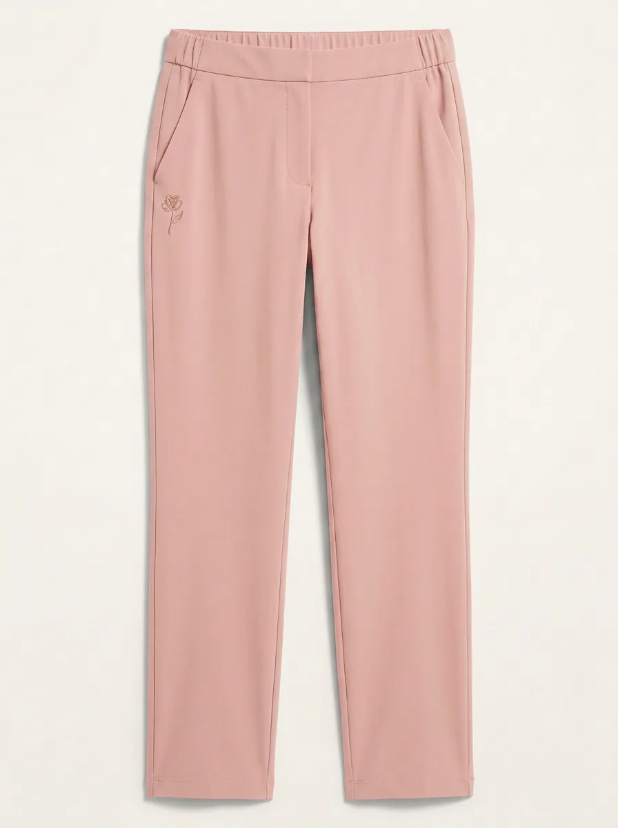 Women's Urban All Day Floral Embroidered Mid Rise Straight Leg Pants