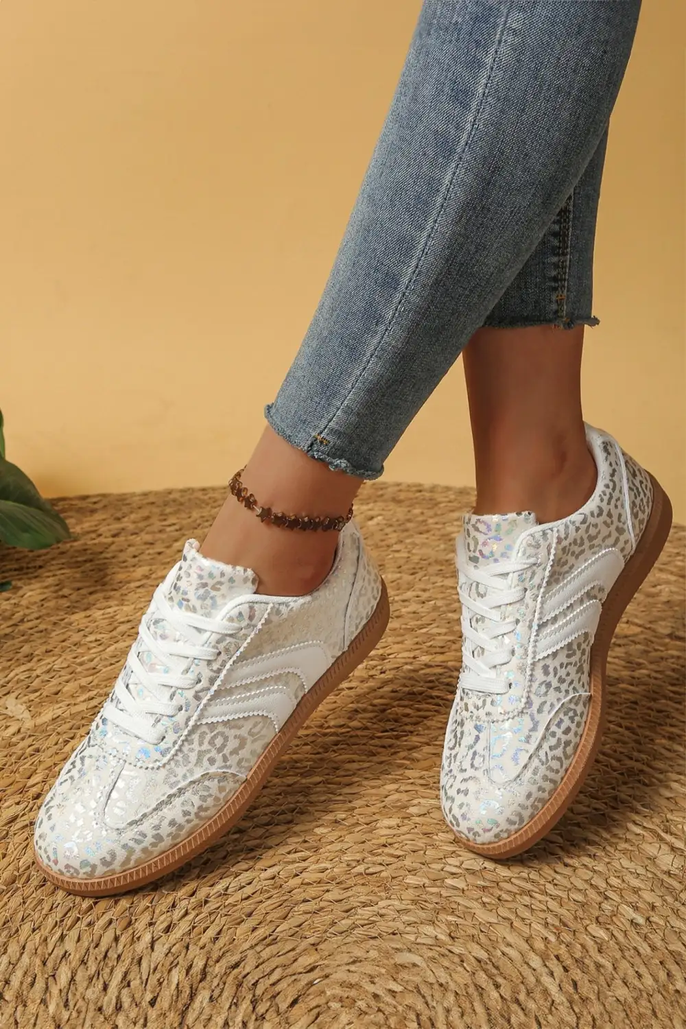Modern Active Lace Leopard Print Sneakers