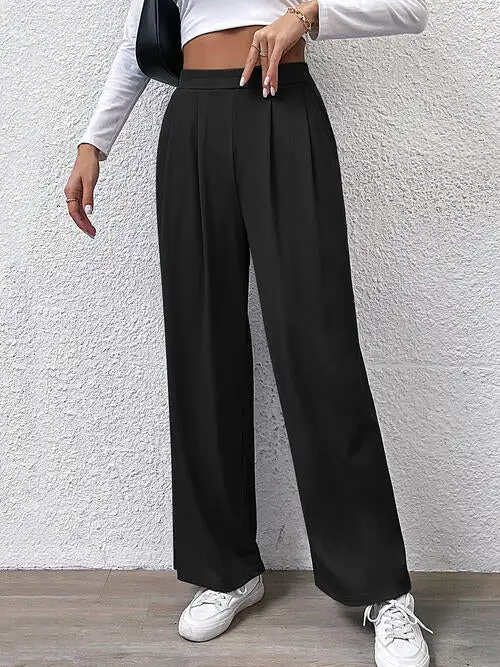 Relaxed High Waist Straight Pants