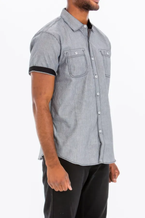 Men's Casual Short Sleeve Solid Shirt