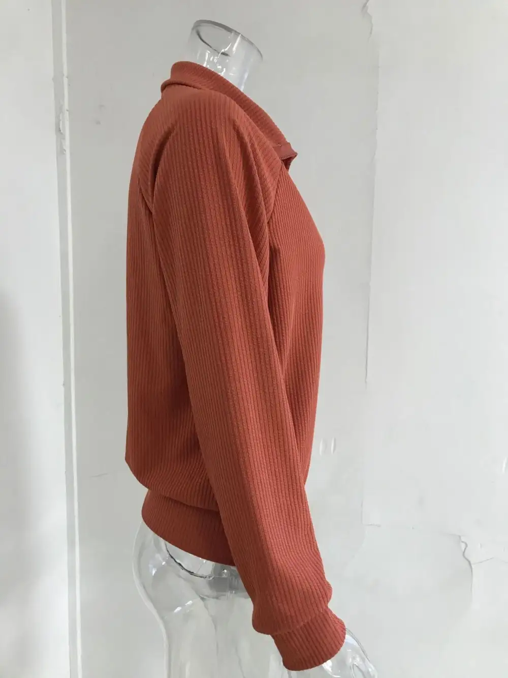 Full Size Ribbed Knit Zip-Up Outerwear Plus Size