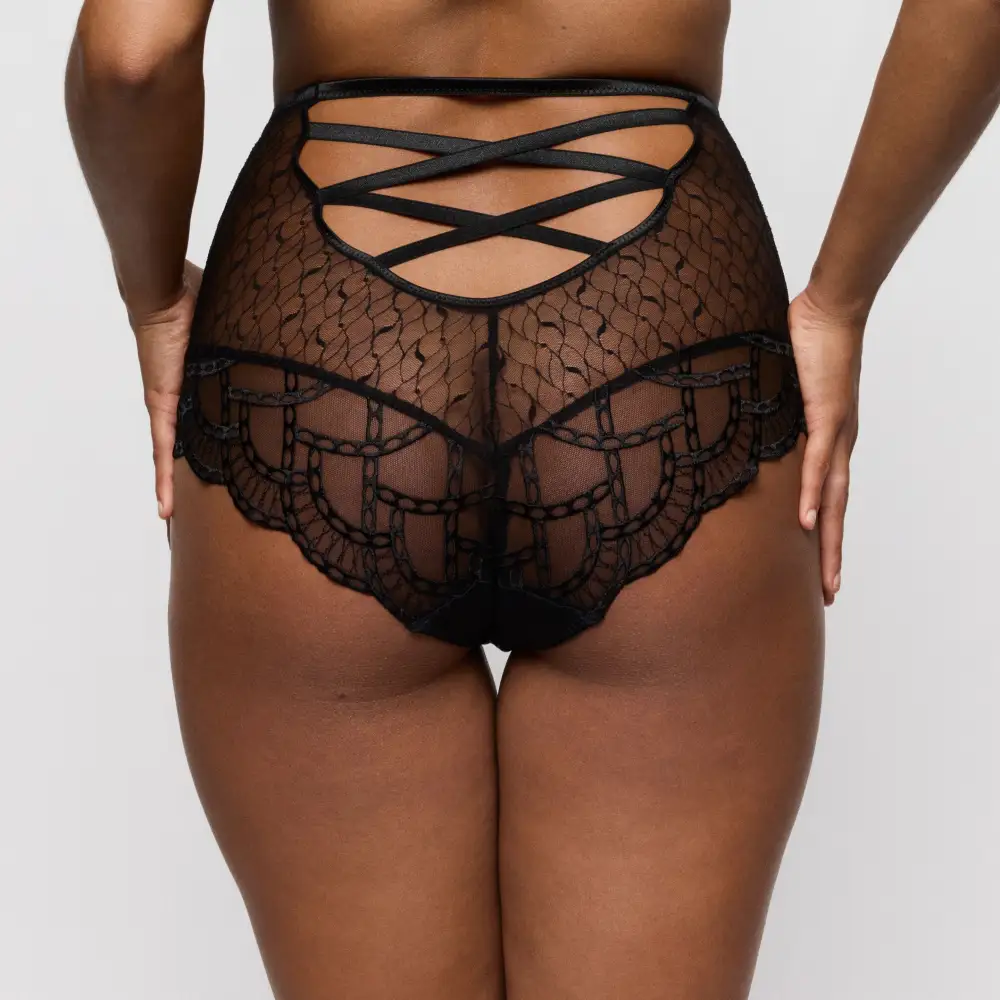 Women's Seamless Elastic Waistband Cotton Gusset Lace Embroidery Cotton High Waist Panty