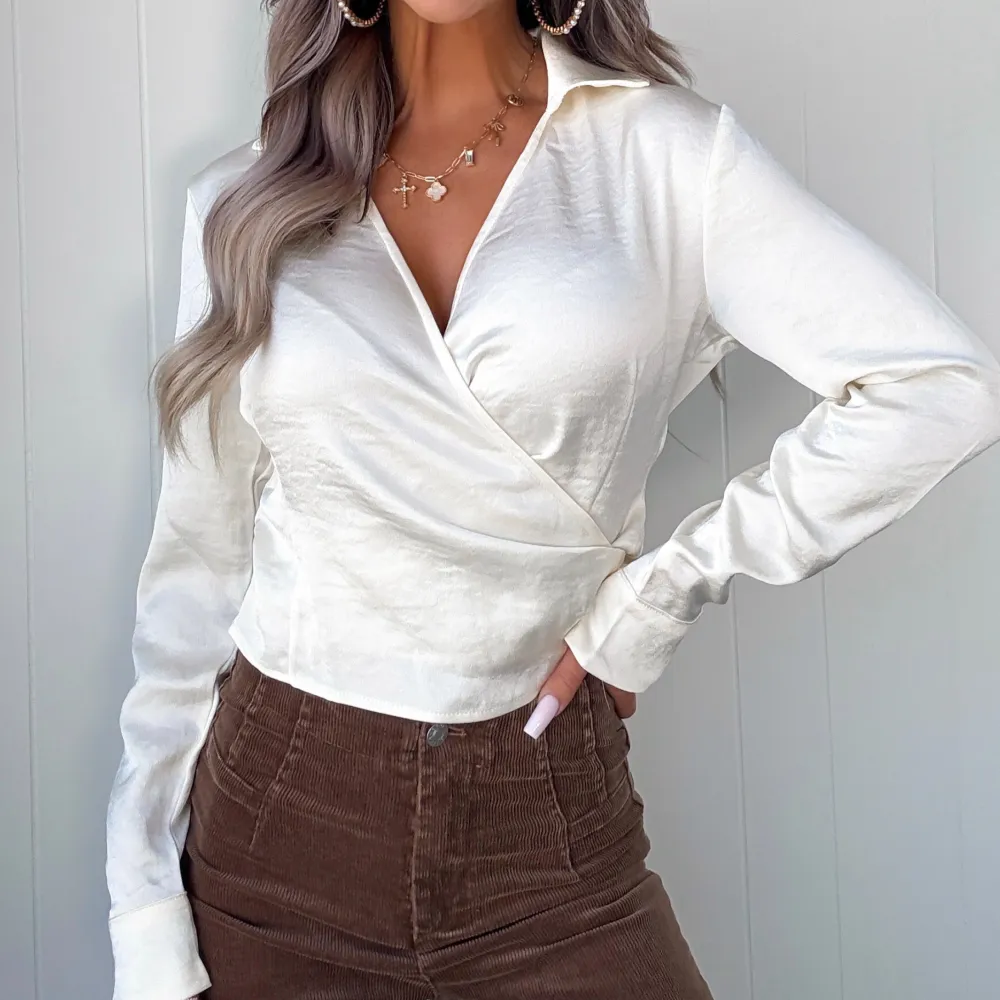 Satin Wrap Woven Top