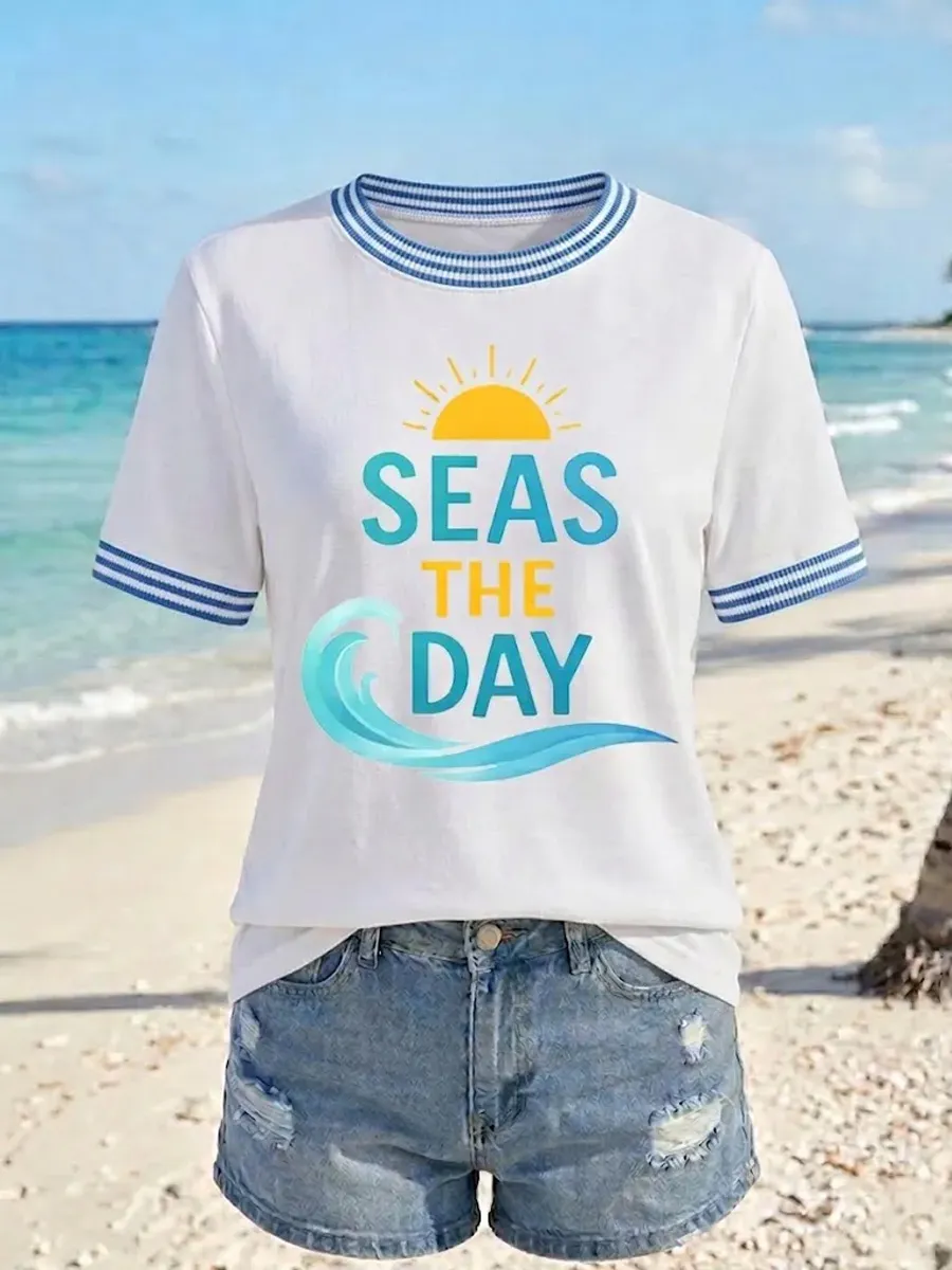 Women's Seas The Day Printed T-shirt