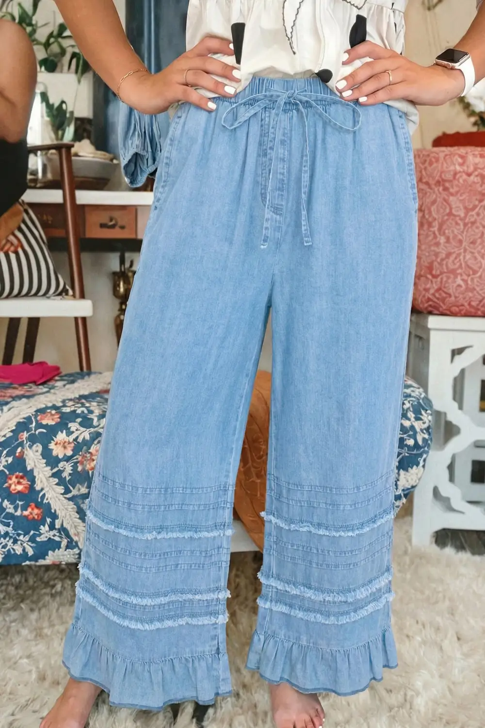 Relaxed Fit Wide Leg Casual Jeans