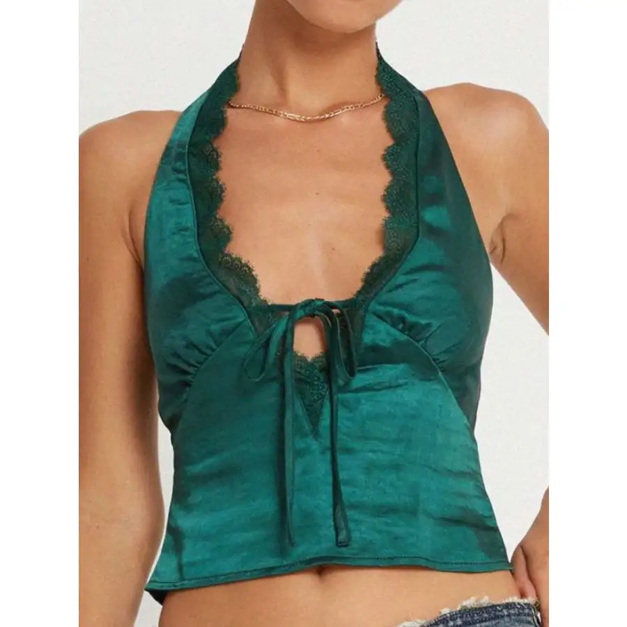 Lace Detail Halter Neck Tank