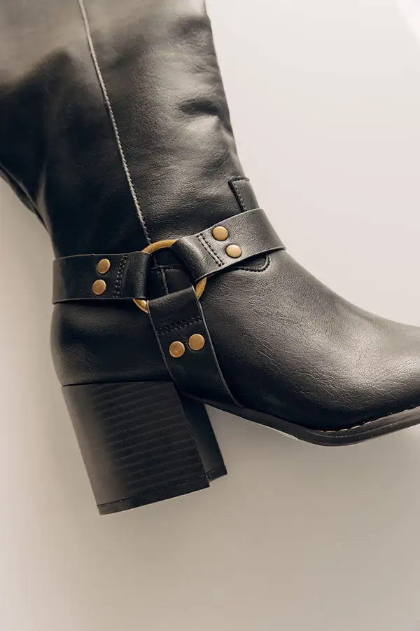 Faux Leather Knee High Boots