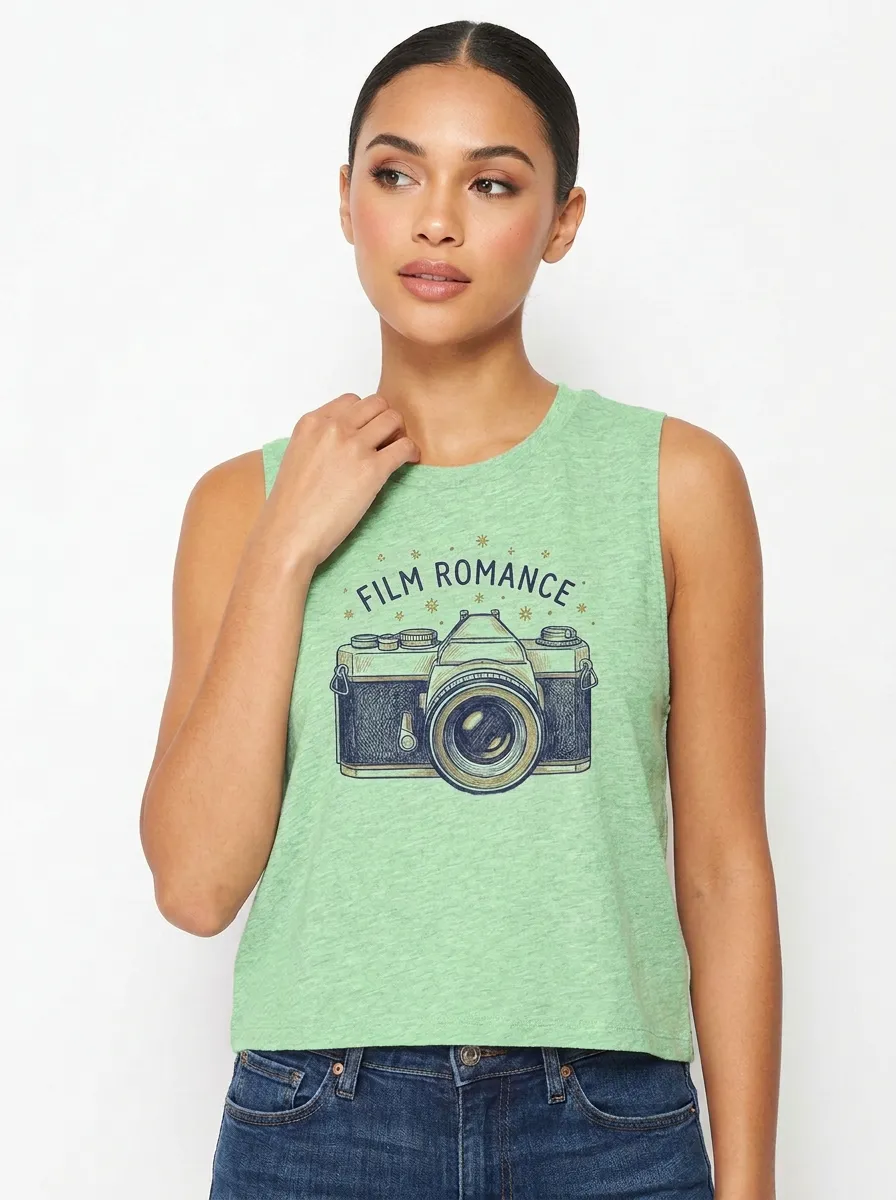 Women's Photography-Inspired Film Romance Camera Printed Tank Top