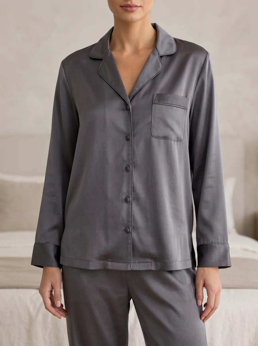 Satin Printed Pajama Shirt