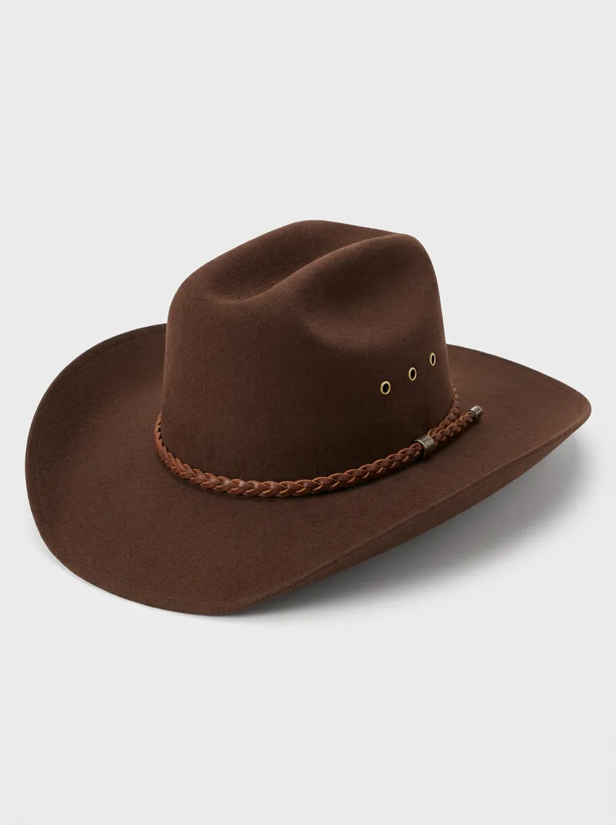 Brown Felt Hat with Braided Band