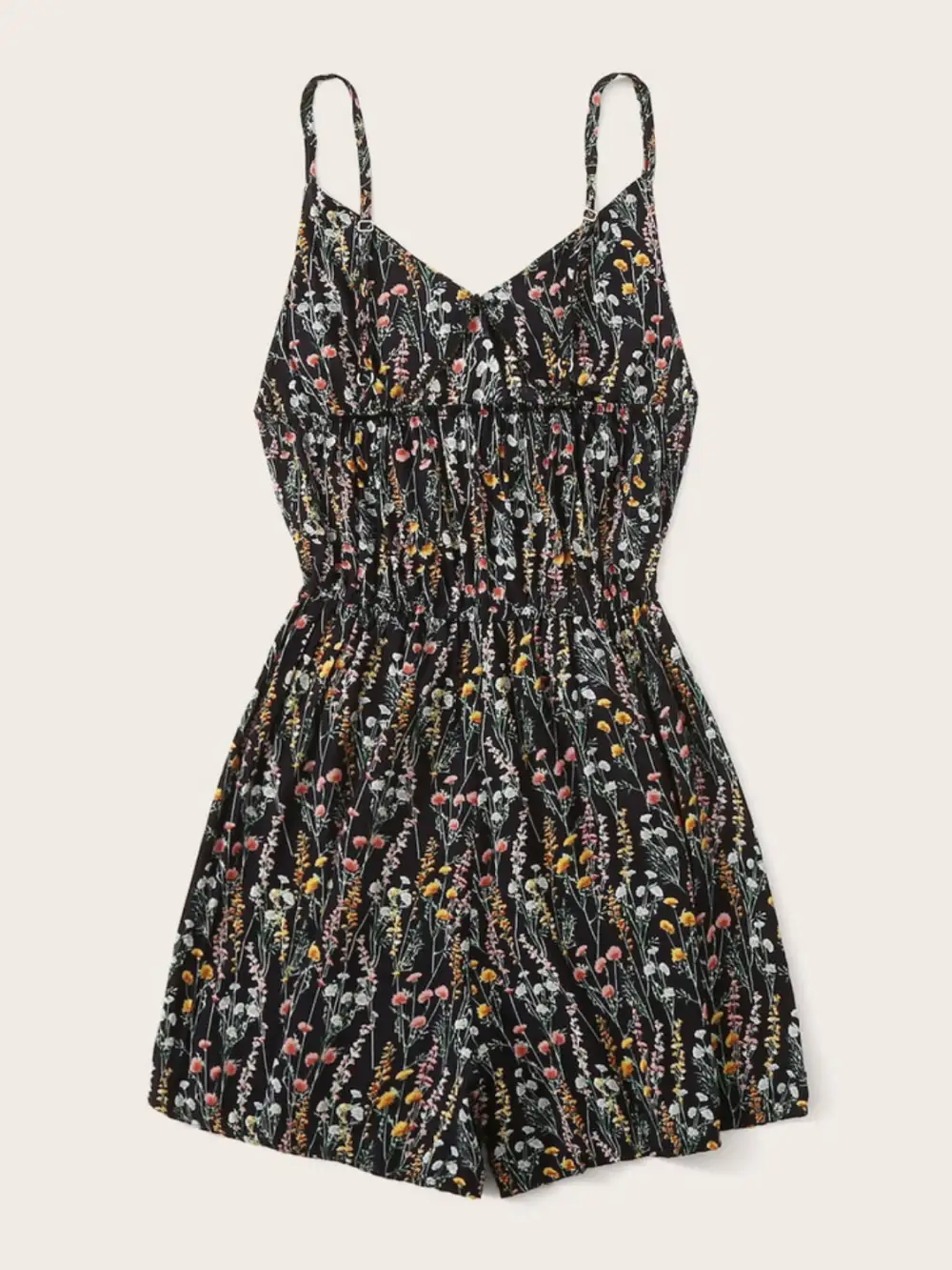 Printed Strap V Neck Romper