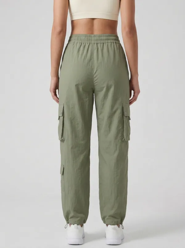 High-Rise Drawstring Breathable Cargo Pants