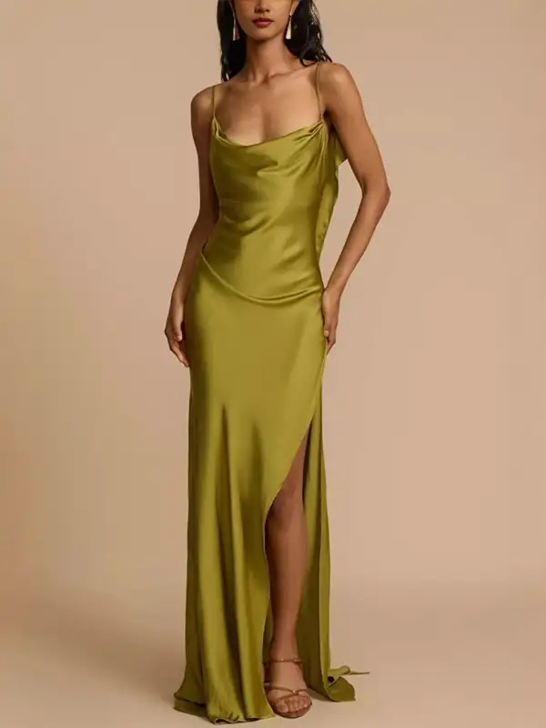 Satin Slit Maxi Dress
