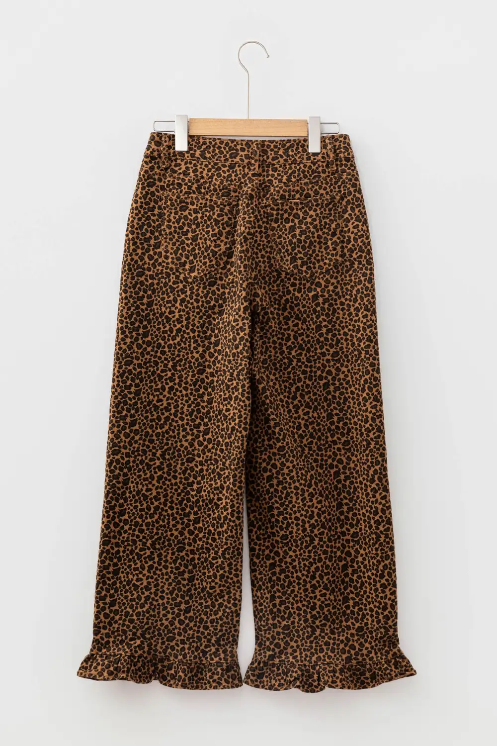 Women's Leopard Print Ruffled Hem Shift Jeans