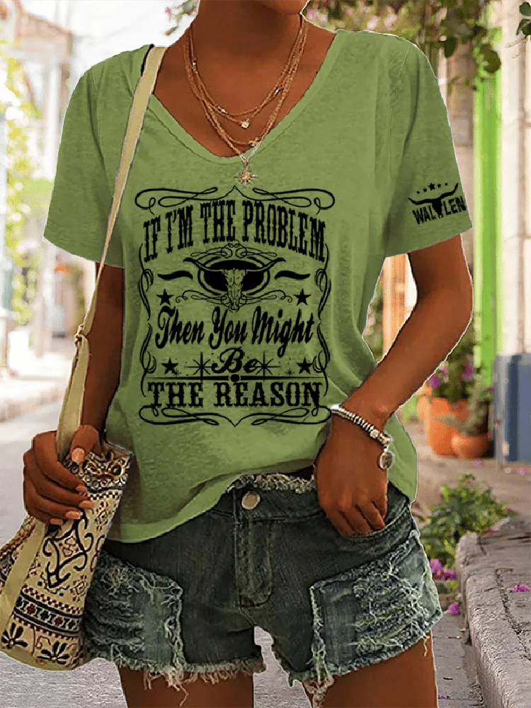Retro Slogan V-Neck Short-Sleeve T-Shirts