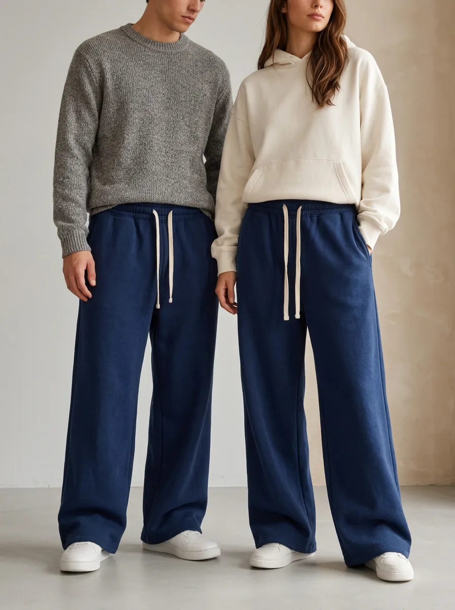 Unisex Soft Drawstring Wide-Leg Sweatpants