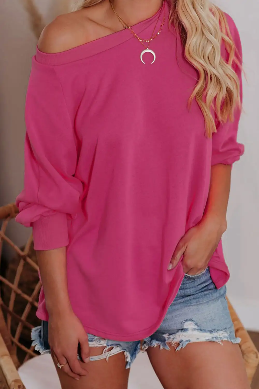 Plain Relaxed Fit Crew Neck Sweatshirt