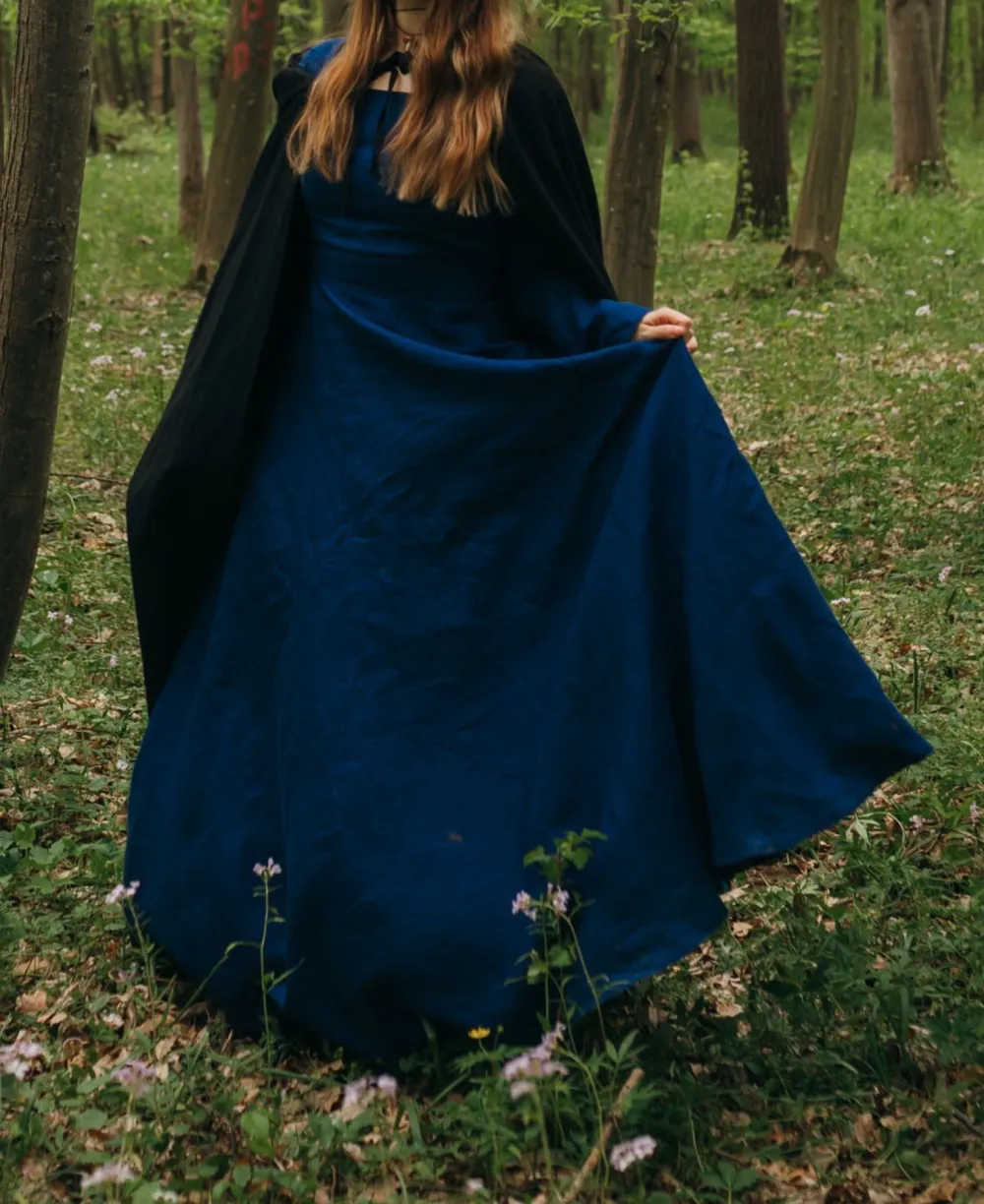 Contemporary Linen Cotton Pleated Long Sleeve Maxi Dress