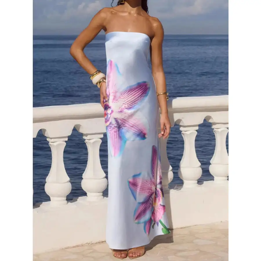 Relaxed Printed Tube Maxi Dress