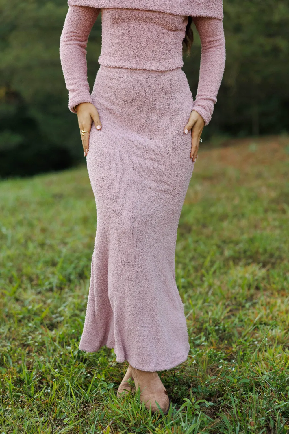 Elastic Waist Maxi Skirt