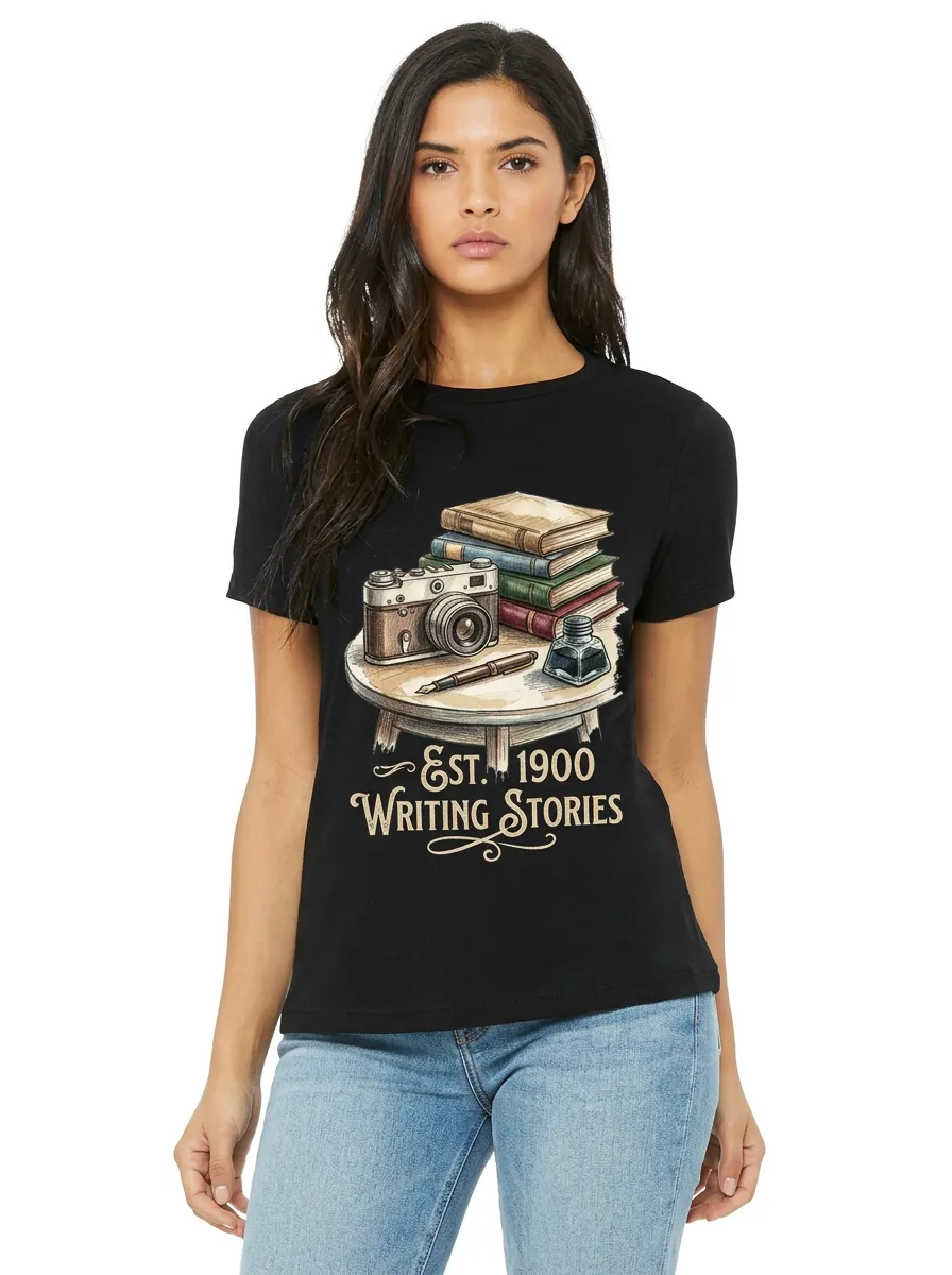 Women's Writer Book Camera Ink Printed T-Shirt