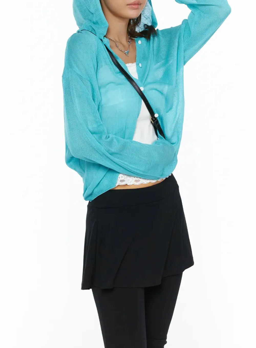 Sheer Hooded Cardigan