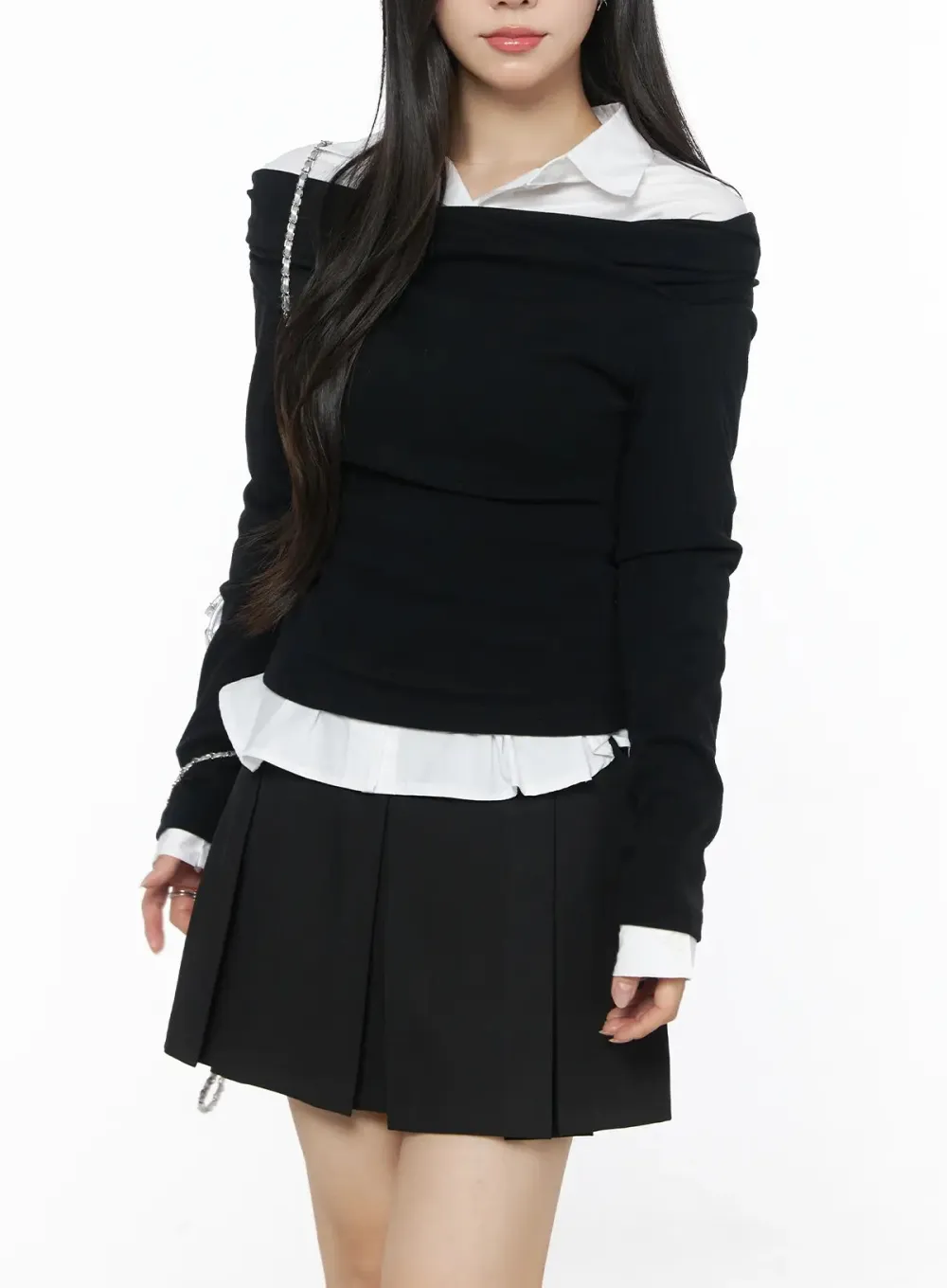 Off-The-Shoulder Ruched Long Sleeve Top