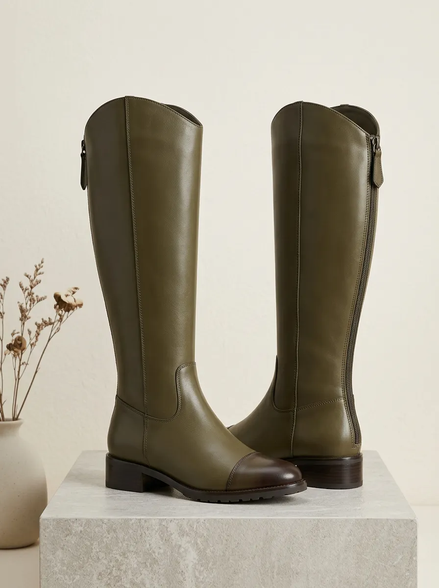 Women's Leather Graphic Detail Rugged Ankle Boots