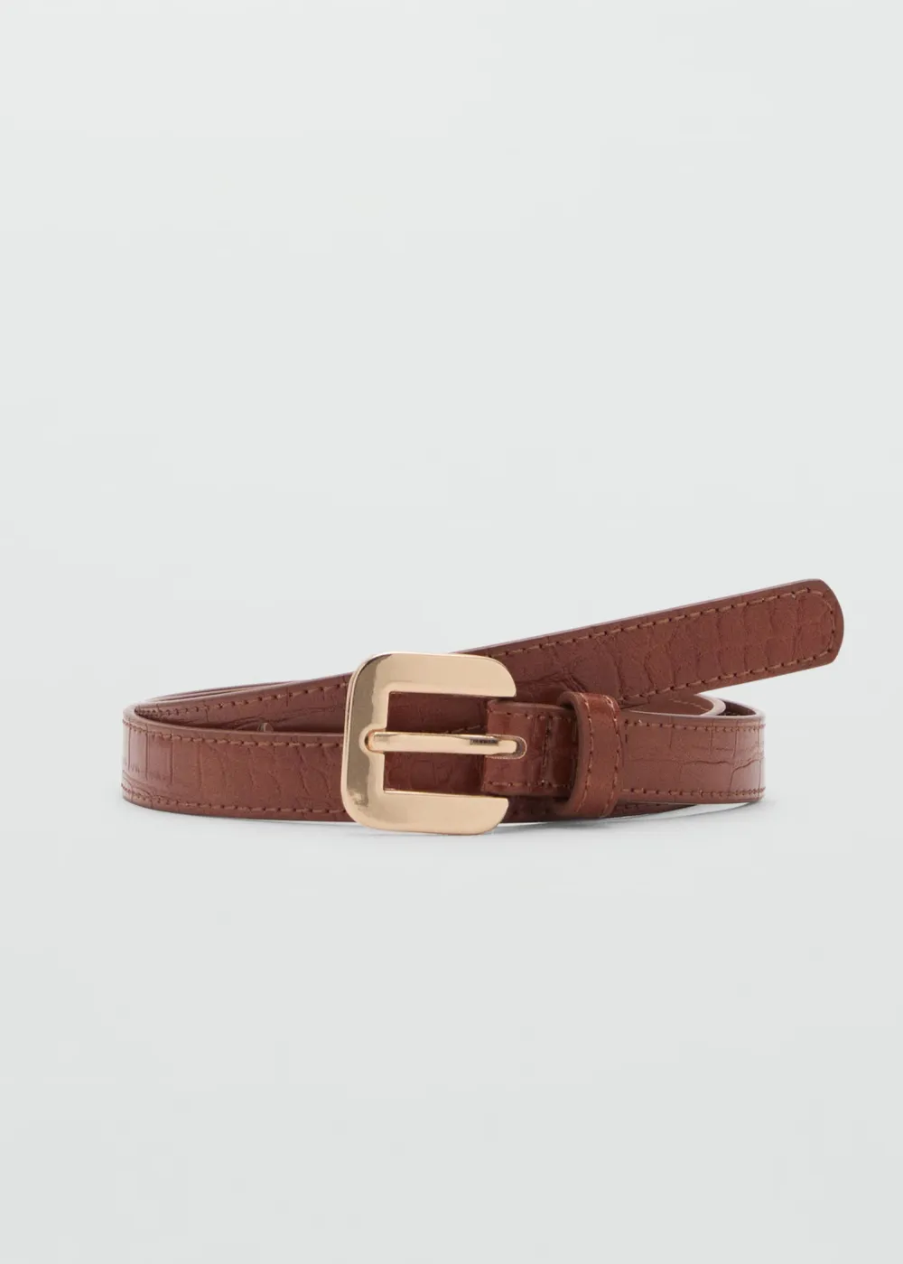 Casual Style Croco Leather-Effect Belts