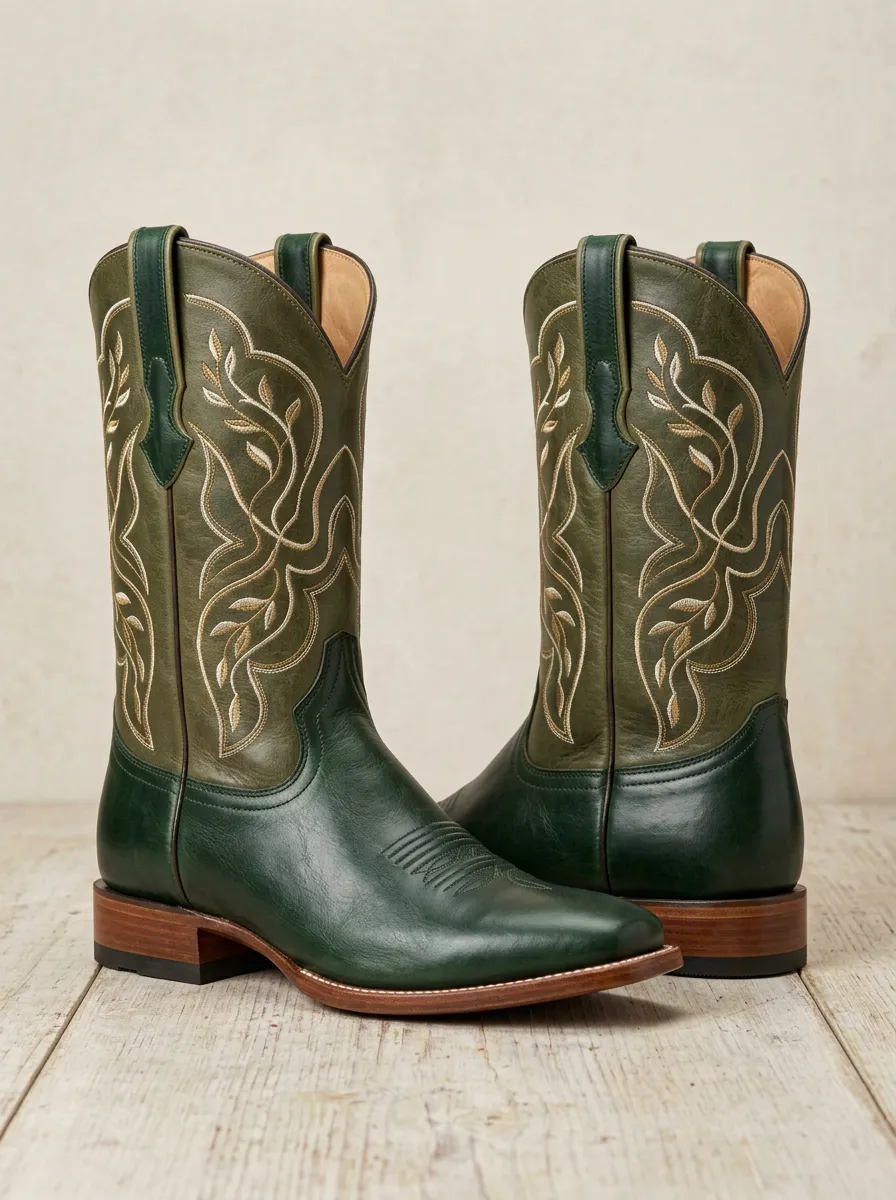 Unisex Western Floral Embroidered Cowboy Boots
