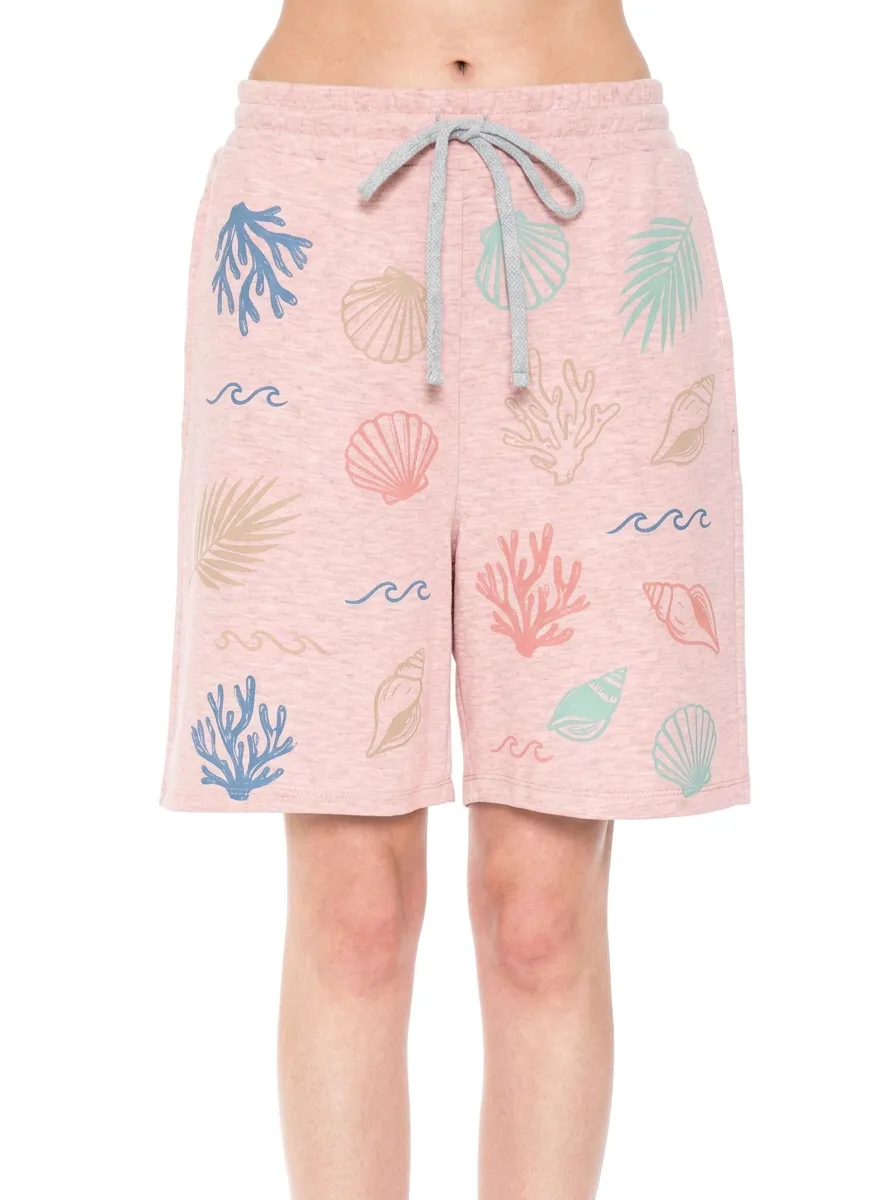 Women's Beach Lover Seashell Coral Palm Printed Shorts