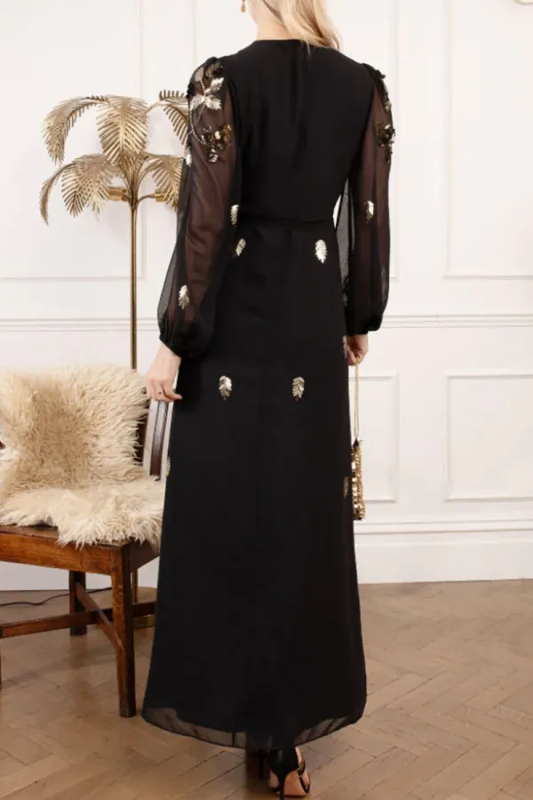 Floral Printed Chiffon Wrap Maxi Dresses