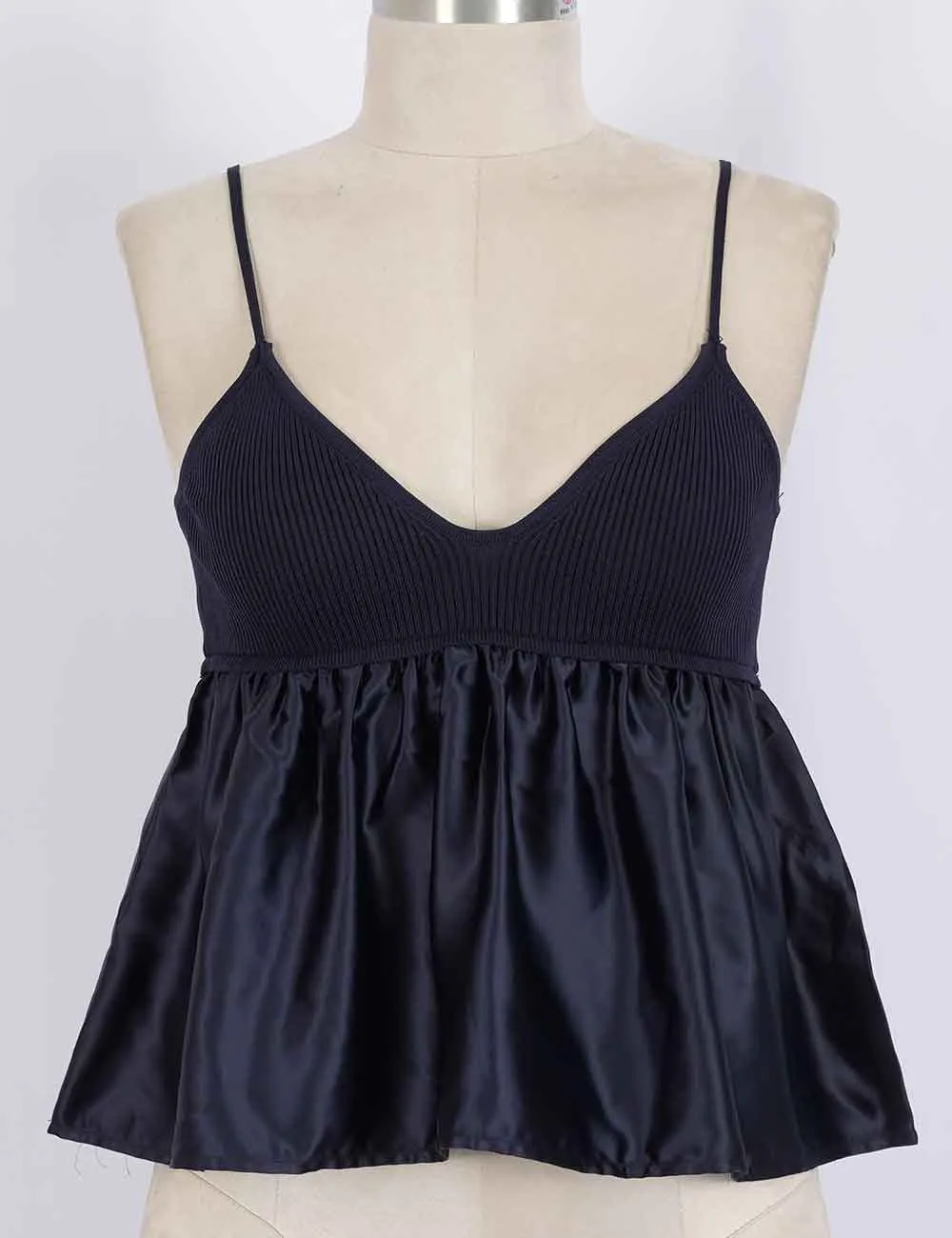 Chic Spaghetti Strap V Neck Babydoll Cami Top