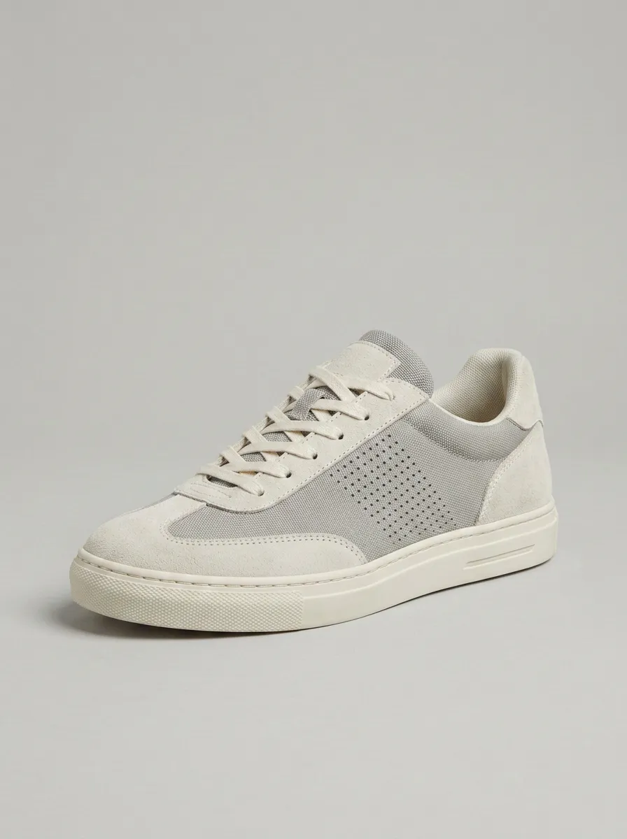 Suede-Panel Mesh-Panel Low-Top Men's Athletic Sneakers