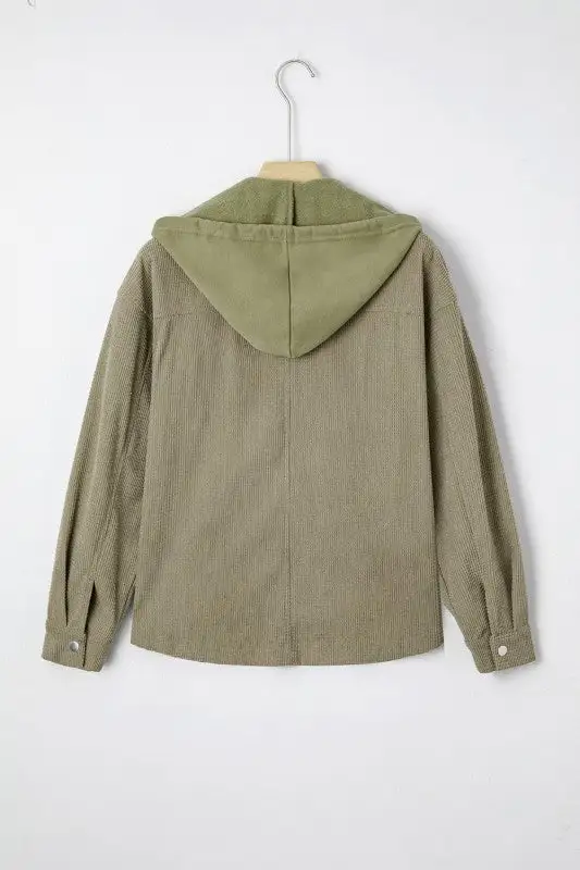 Textured Knit Pocketed Drawstring Hooded Jacket