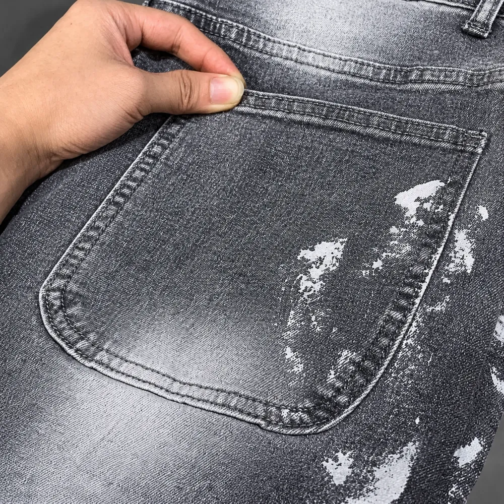 Paint-Splatter Wash Flared Jeans