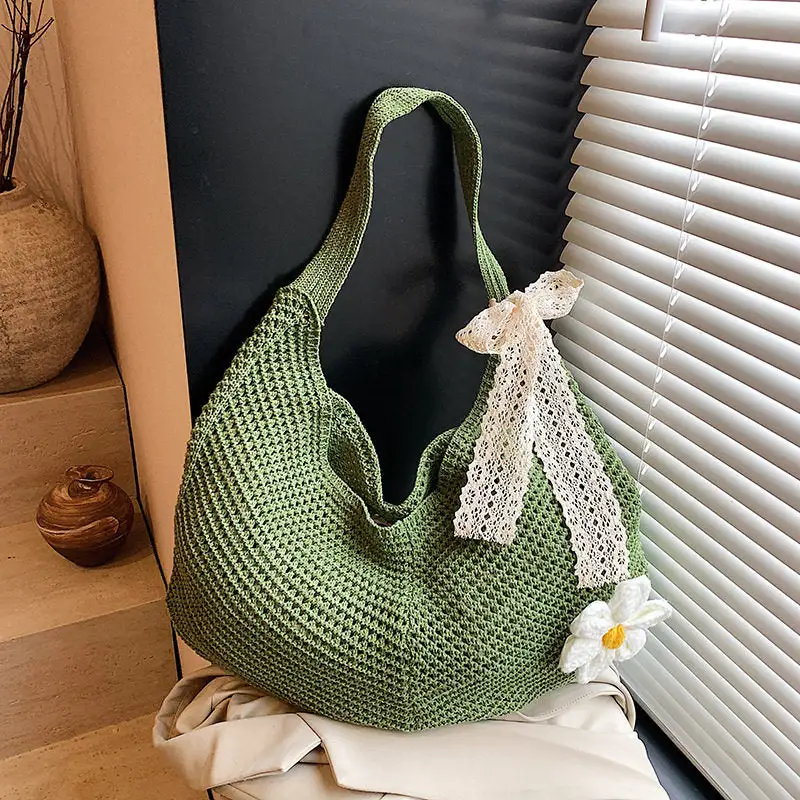 Everyday Floral Knit Casual Shoulder Bag