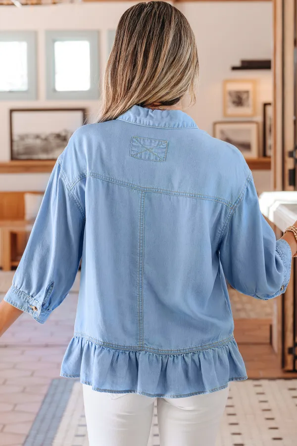 Beau Blue Half Sleeve Button Shirt