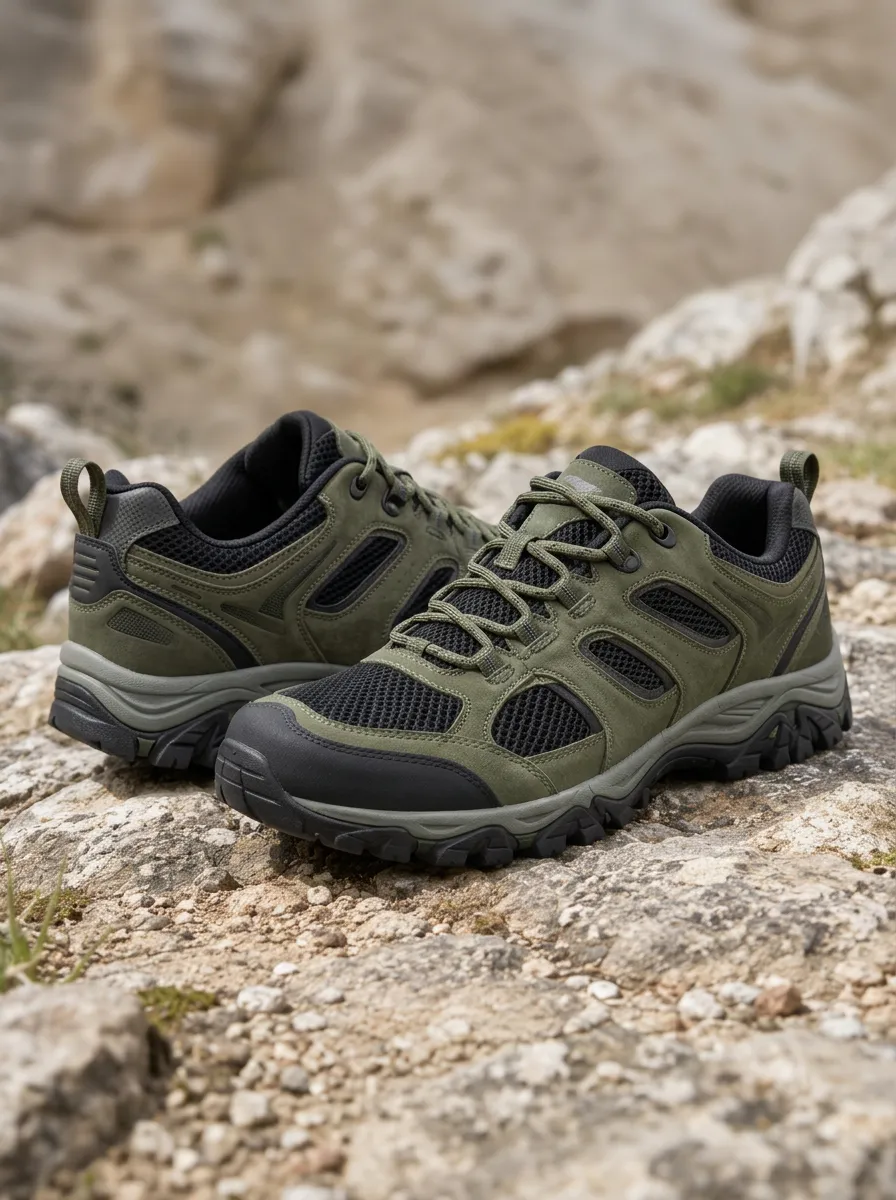 Women's Roaming Outdoor Hiking Olive Green Mesh Printed Shoes