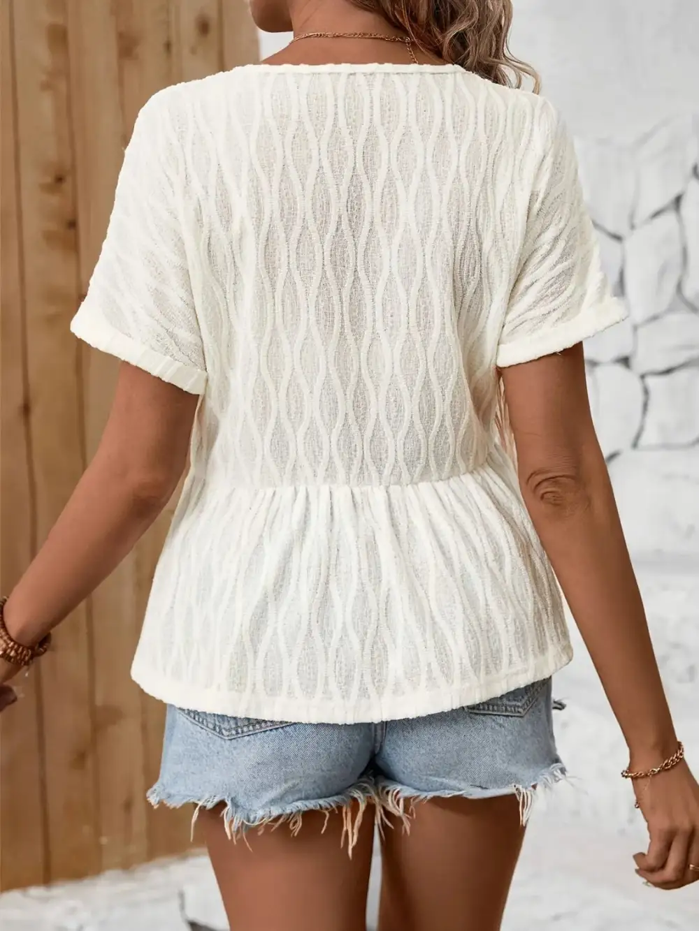 Refined V-Neck Short Sleeve Blouse