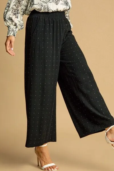 High Waisted Embellished Linen Plus Pants