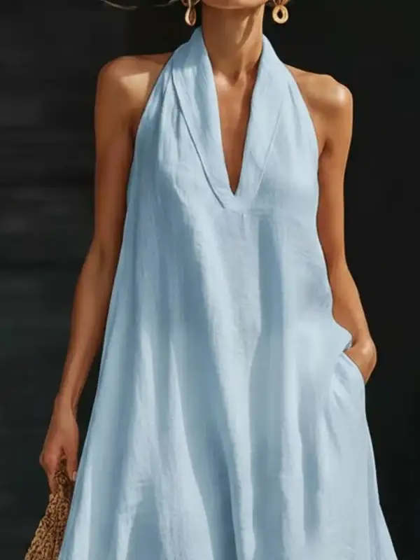 Elegant Halter Sleeveless Maxi Dress