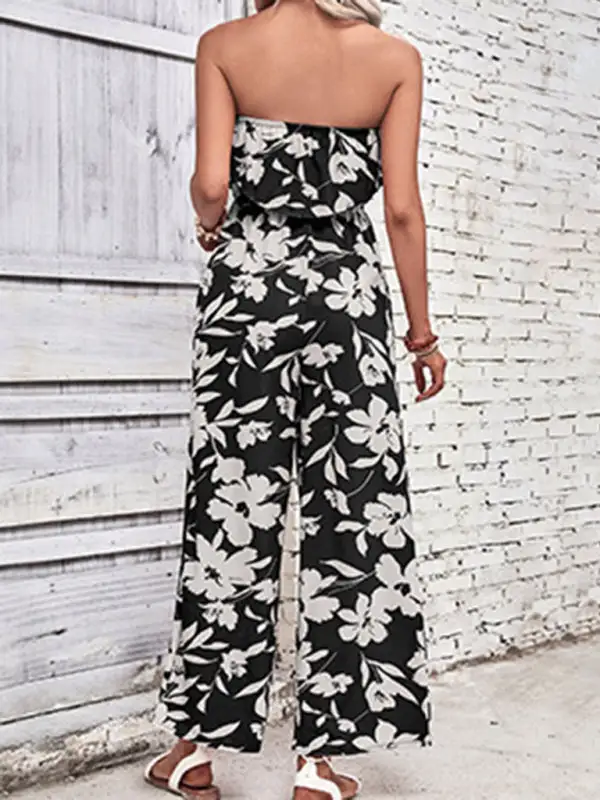 Tube Top Printed Tight Jumpsuit