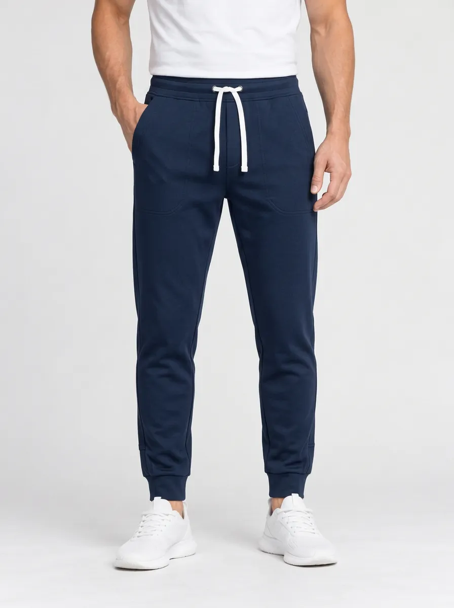 Men's Navy Drawstring Casual Joggers