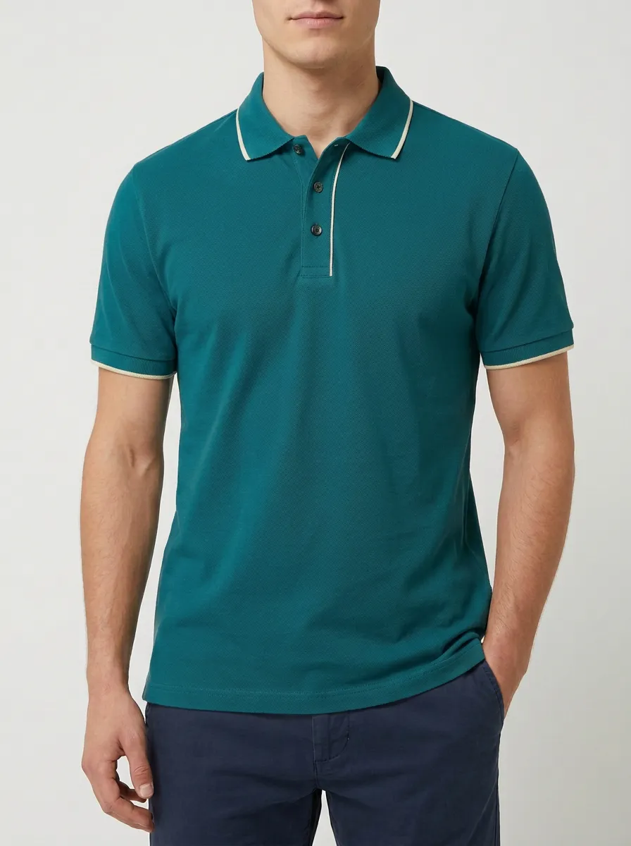 Men's Olive Green Contrast Trim Solid Polo Shirt