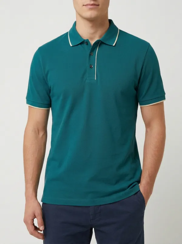 Men's Olive Green Contrast Trim Solid Polo Shirt