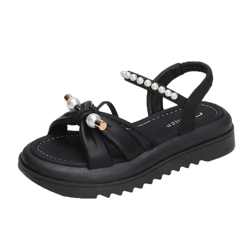 Pearl Detail Flat Sandals