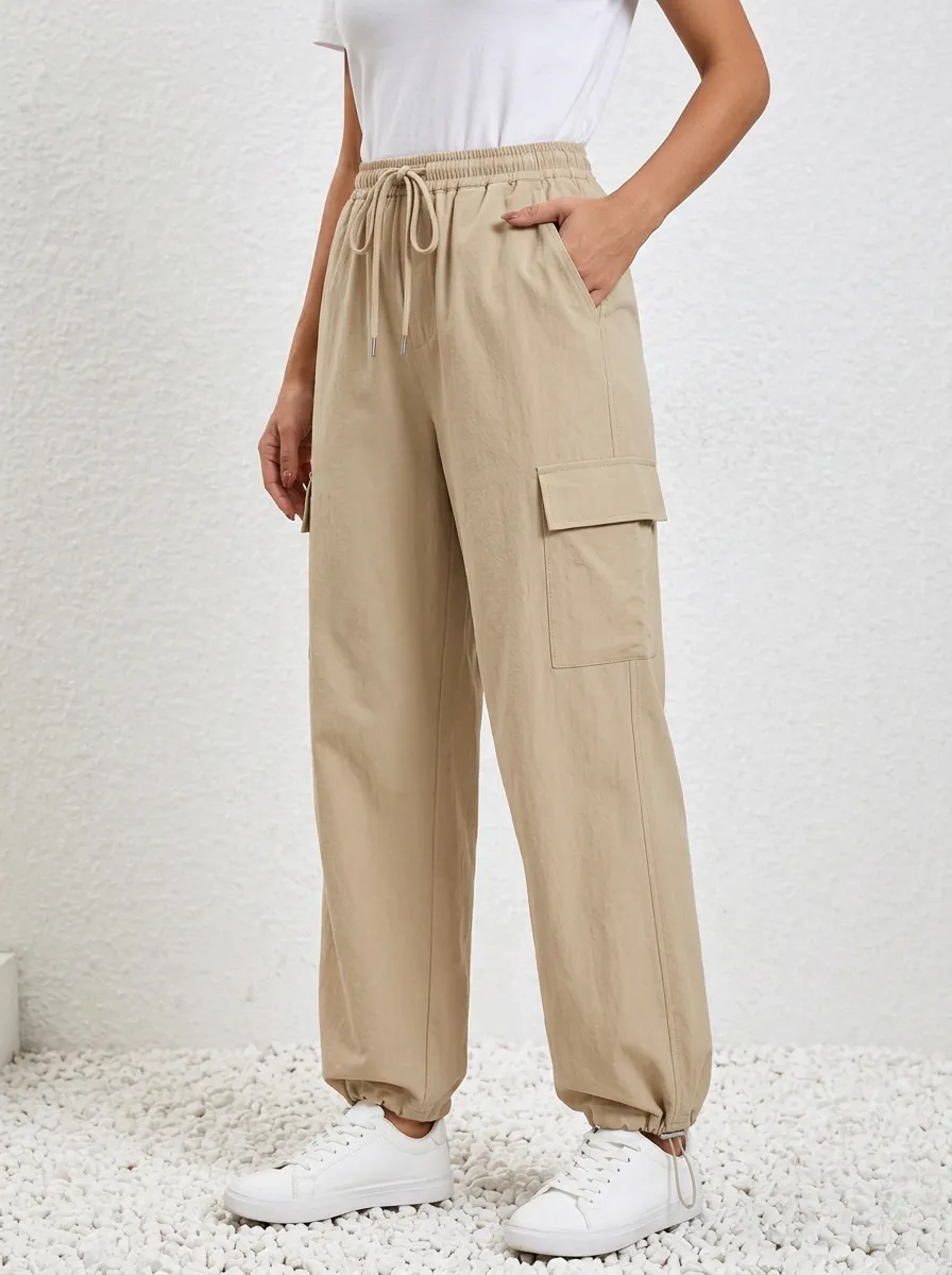 Women's Drawstring Cuffed Utility Cargo Joggers